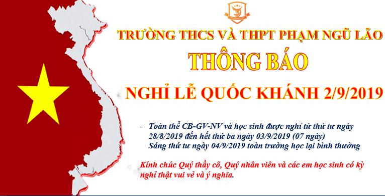 THÔNG BÁO NGHỈ LỄ QUỐC KHÁNH 2-9