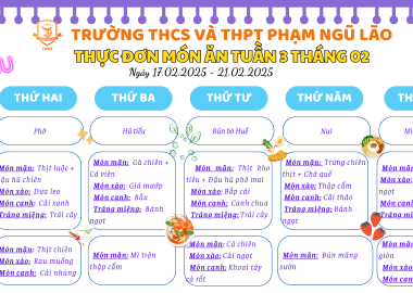 THỰC ĐƠN MÓN ĂN NGÀY 17.02.2025 - 21.02.2025
