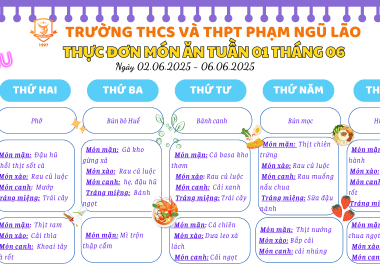 THỰC ĐƠN MÓN ĂN NGÀY 02.06.2025 - 06.06.2025
