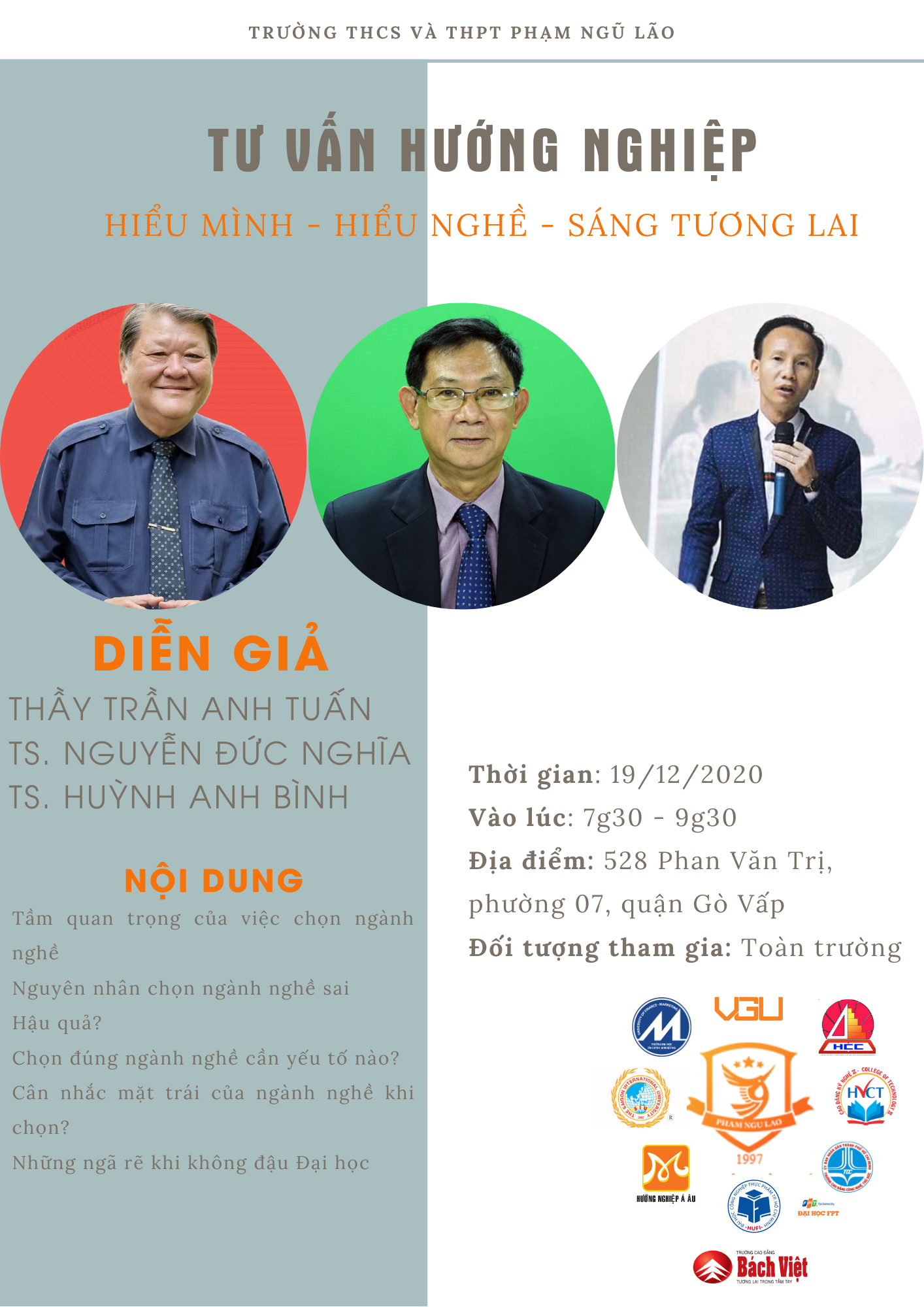 CHƯƠNG TRÌNH TƯ VẤN HƯỚNG NGHIỆP TẠI TRƯỜNG THCS VÀ THPT PHẠM NGŨ LÃO 